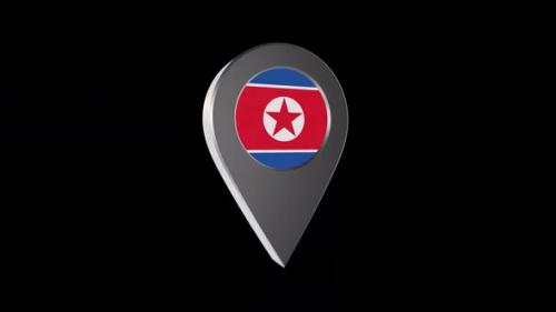 Videohive - 3d Animation Map Pointer With Norht Korea Flag With Alpha Channel - 2K - 37167278