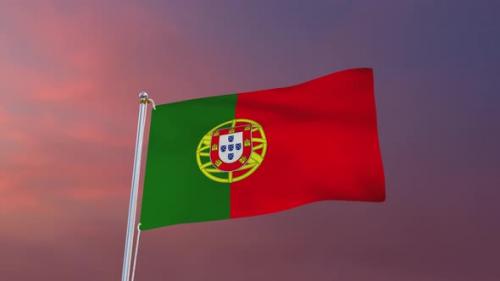 Videohive - Flag Of Portugal Waving 4k - 37177529