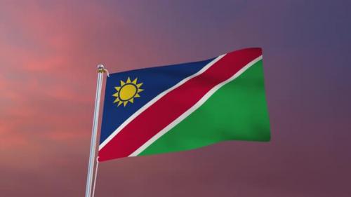 Videohive - Flag Of Namibia Waving 4k - 37177535