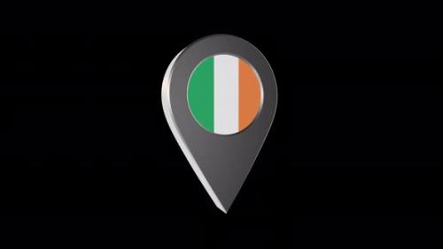 Videohive - 3d Animation Map Navigation Pointer With Ireland Flag With Alpha Channel - 4K - 37122188
