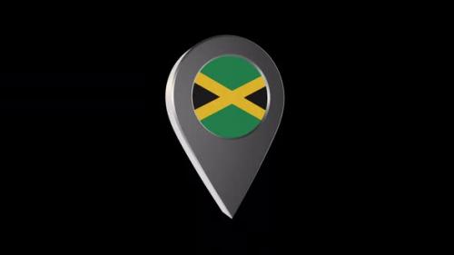 Videohive - 3d Animation Map Navigation Pointer With Jamaica Flag With Alpha Channel - 2K - 37122193