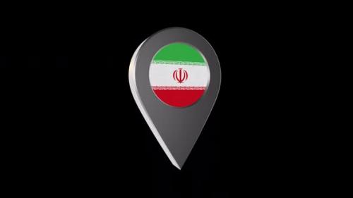 Videohive - 3d Animation Map Navigation Pointer With Iran Flag With Alpha Channel - 2K - 37122196