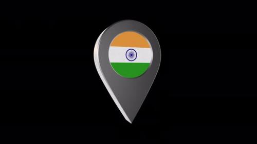 Videohive - 3d Animation Map Navigation Pointer With India Flag With Alpha Channel - 4K - 37122197