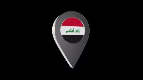 Videohive - 3d Animation Map Navigation Pointer With Iraq Flag With Alpha Channel - 2K - 37122199
