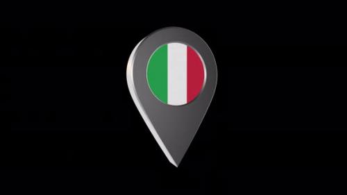 Videohive - 3d Animation Map Navigation Pointer With Italy Flag With Alpha Channel - 4K - 37122201