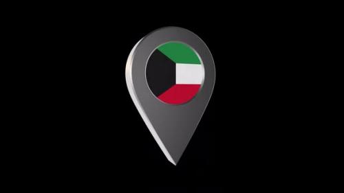 Videohive - 3d Animation Map Navigation Pointer With Kuwait Flag With Alpha Channel - 2K - 37128902
