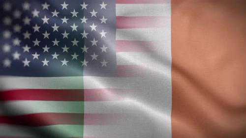 Videohive - USA Ireland Flag Loop Background 4K - 37130291