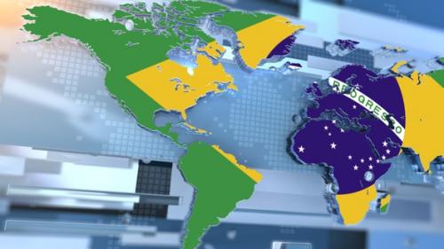 Videohive - Brazil Flag Inside The Shape Of World Map Transition - 37095409
