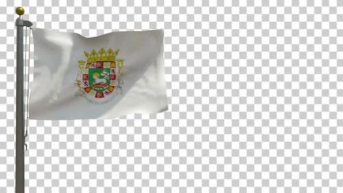 Videohive - Governor of Puerto Rico Flag (USA) on Flagpole with Alpha Channel - 4K - 37189721