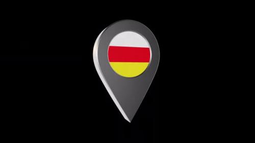 Videohive - 3d Animation Map Pointer With South Ossetia Flag With Alpha Channel - 2K - 37234026