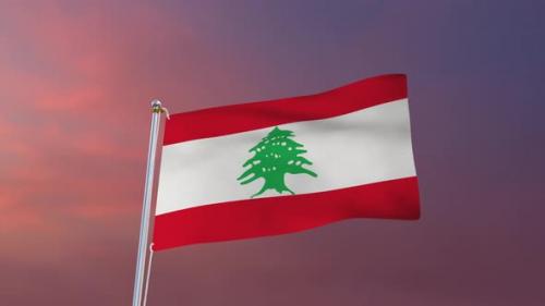 Videohive - Flag Of Lebanon Waving 4k - 37177574