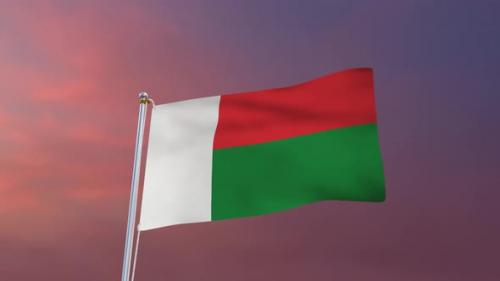 Videohive - Flag Of Madagascar Waving 4k - 37177576