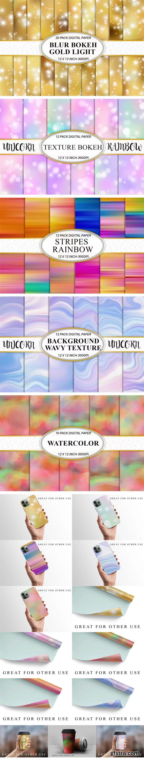 Awesome 5 Packs of Digital Paper Backgrounds Collection