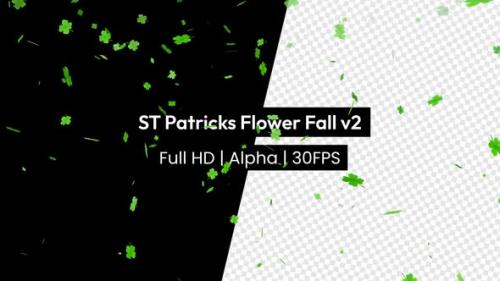 Videohive - ST Patricks Day Green Flower Leaf or Leaves Falling with Alpha - 37244379