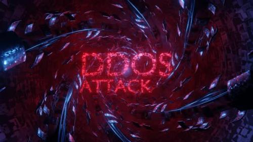 Videohive - Inscription DDOS in technological tone. Concept of DDOS attack on information systems.. - 37244408