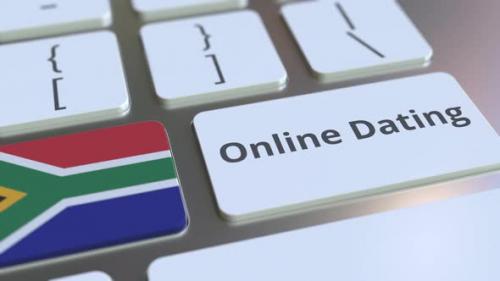 Videohive - Online Dating Text and Flag of South Africa on the Keyboard - 37334035