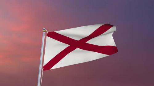 Videohive - Flag Of Alabama Waving 4k - 37338664