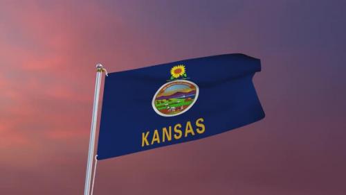 Videohive - Flag Of Kansas Waving 4k - 37338667