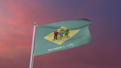 Videohive - Flag Of Delaware Waving 4k - 37338668