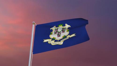 Videohive - Flag Of Connecticut Waving 4k - 37338669