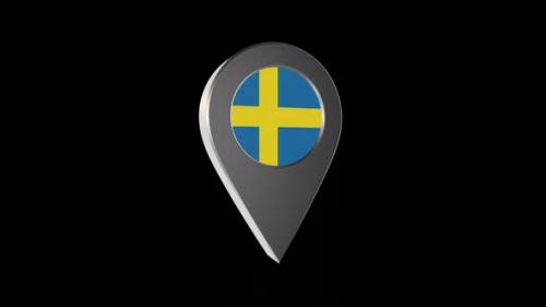 Videohive - 3d Animation Map Pointer With Sweden Flag With Alpha Channel - 2K - 37243463