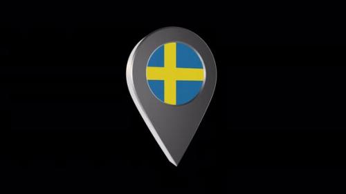 Videohive - 3d Animation Map Pointer With Sweden Flag With Alpha Channel - 4K - 37243465