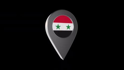 Videohive - 3d Animation Map Pointer With Syria Flag With Alpha Channel - 2K - 37243468
