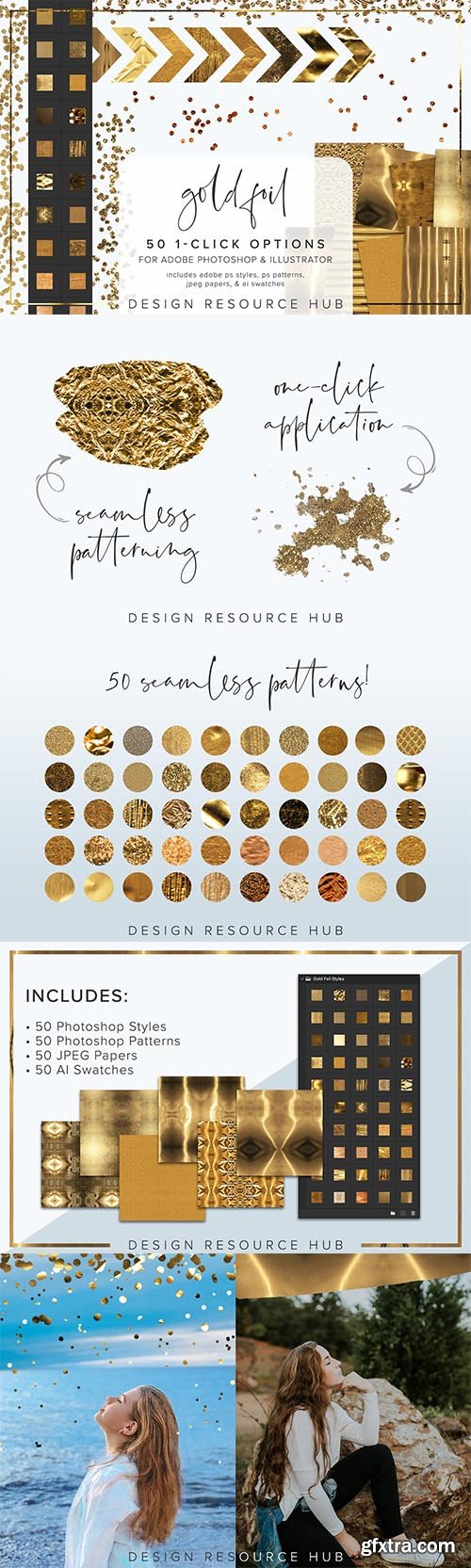 CreativeMarket - Gold Foil Photoshop Style Pack 6966029