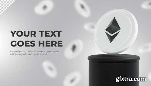 Ethereum crypto coin 3d rendering