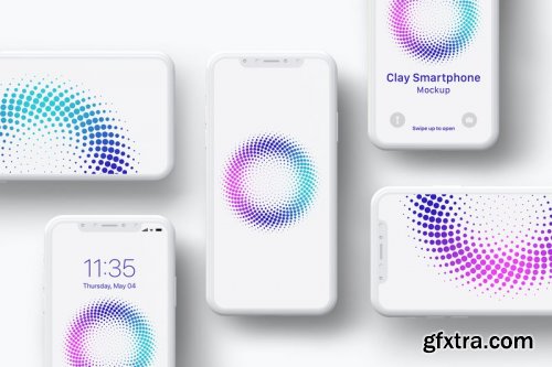 Clay smartphone screen mockup composition