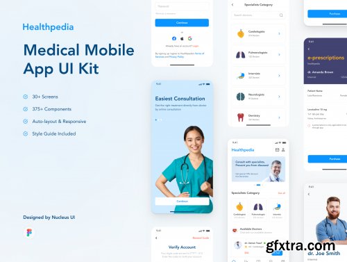 Healthpedia – Medical mobile app design UI Kit