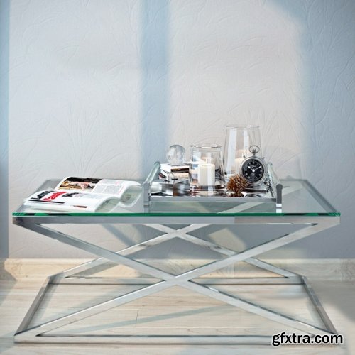 Coffee table Criss Cross by Eichholtz with decor