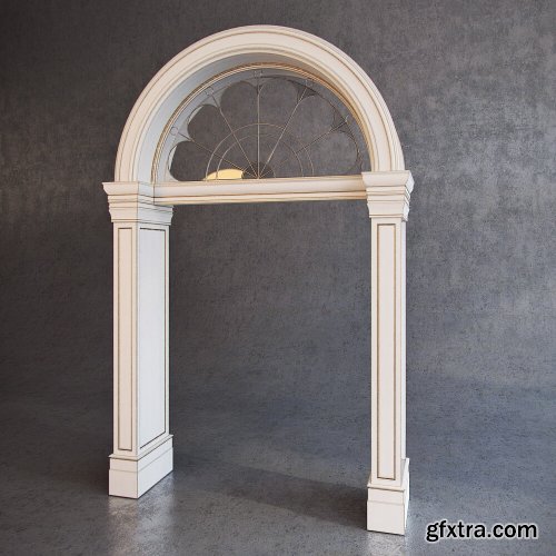 Classic arched portal with stained glass