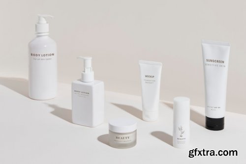 White beauty products packaging mockup design set