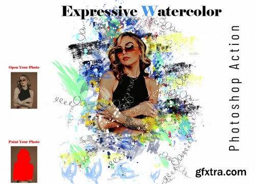 CreativeMarket - Expressive Watercolor PS Action 7120347