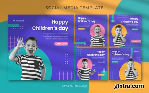 Children\'s day social media post banner layout template
