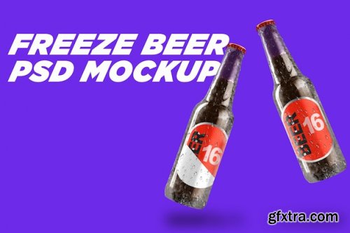 Freeze beer bottle mockup