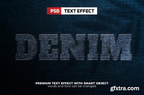 Realistic denim fabric 3d editable text effect