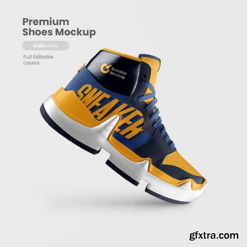Side view of premium shoes mockup