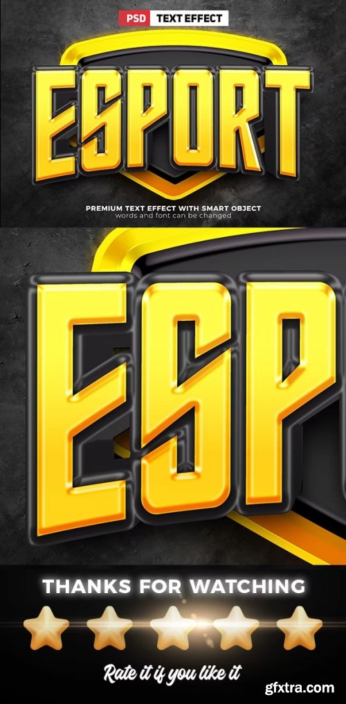 GraphicRiver - Esport Team Yellow Black Logo Mockup Template 3D Editable Text Effect Premium PSD 37122603