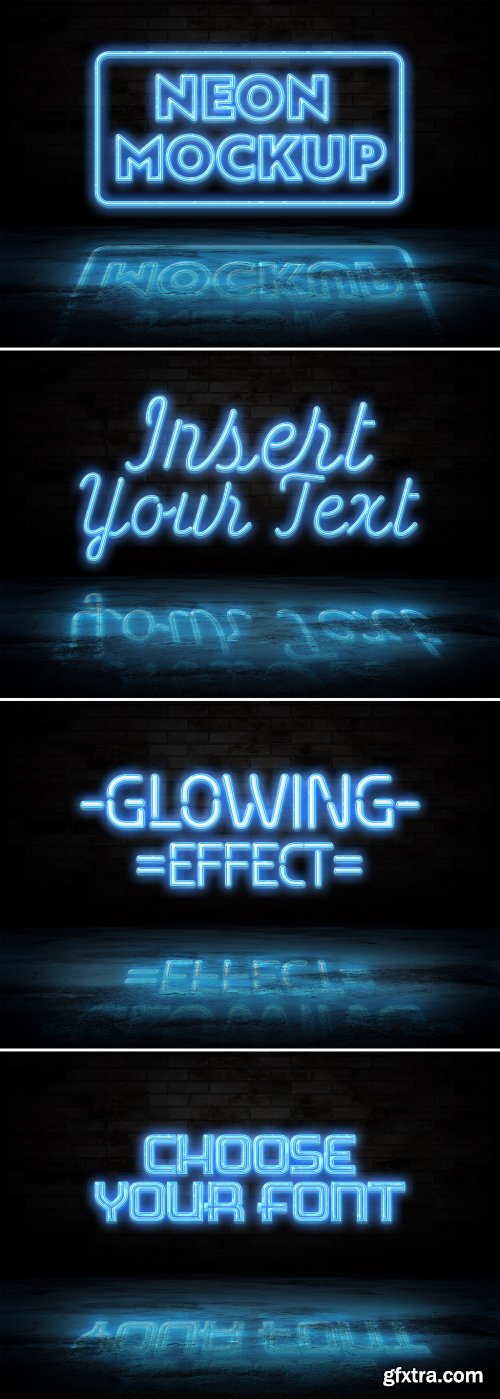 Neon Sign Text Effect Reflecting on the Ground Mockup 414737324