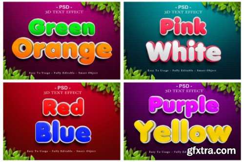 4 Packs 3d Cartoon Colors Text Effect