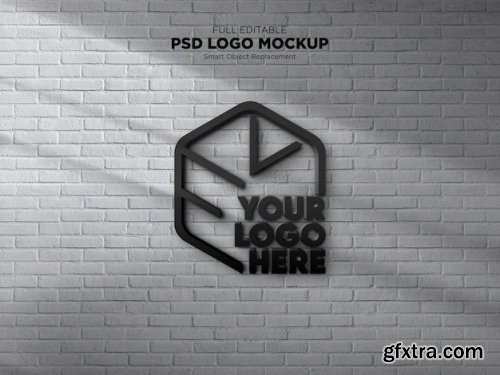 Logo mockup on white brick wall