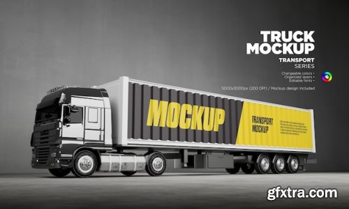 Transport container mockup in 3d rendering