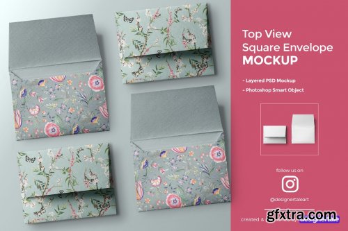 CreativeMarket - Top View Square Envelope Mockup 4456917
