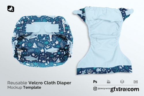 CreativeMarket - Reusable Velcro Cloth Diaper Mockup 5203506