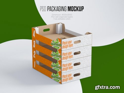 Stacked vegetable boxes mockups