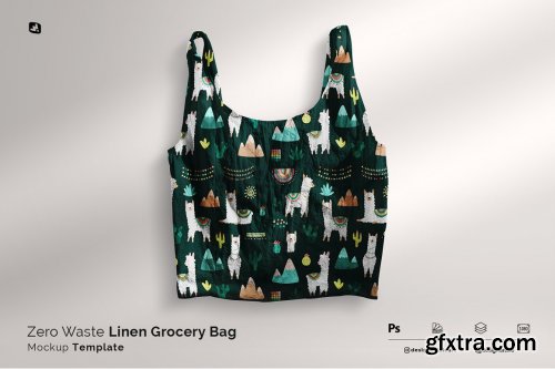 CreativeMarket - Zero Waste Linen Grocery Bag Mockup 6629119