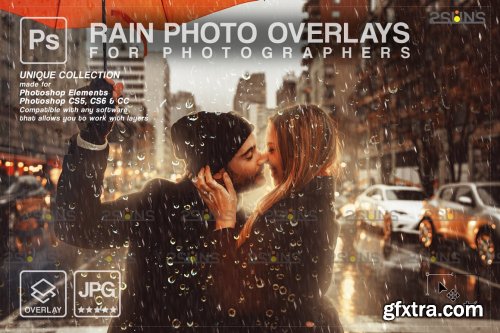 CreativeMarket - Rain Photoshop Overlays 6964341
