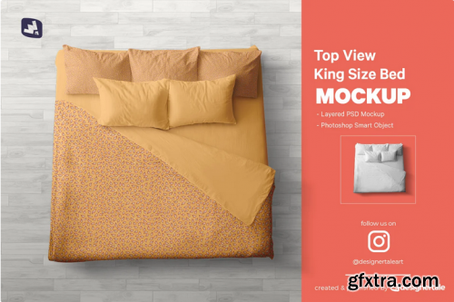 CreativeMarket - Top View King Size Bed Mockup 4882148